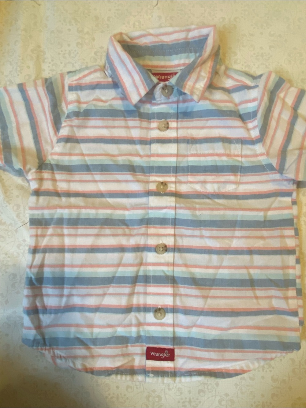 Wrangler Multicolor Striped Short Sleeve Button-Down Shirt